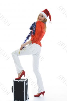 Beautiful woman with christmas decoration