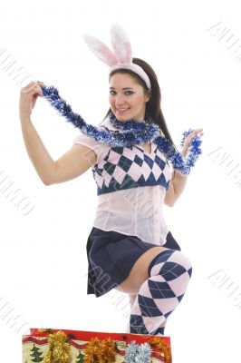 Beautiful woman with christmas decoration