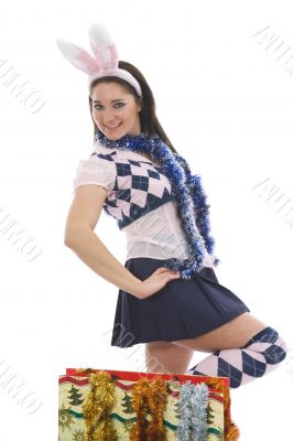 Beautiful woman with christmas decoration