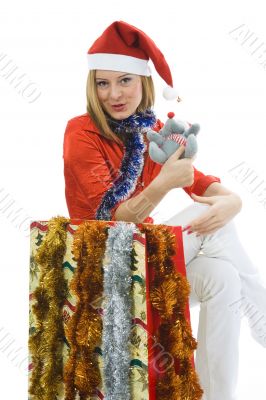 Beautiful woman with christmas decoration