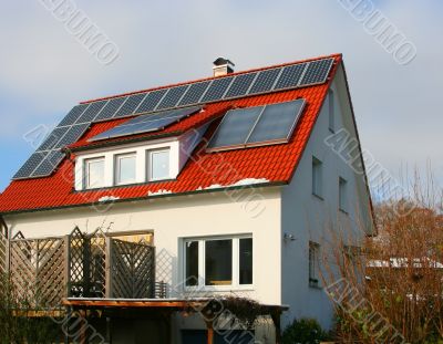 House with solar panels on the roof
