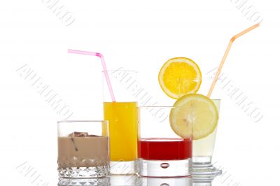 Glasses with beverages