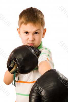 The boy in boxing gloves