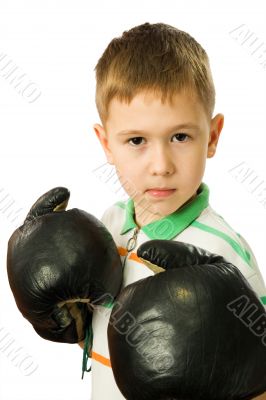 The boy in boxing gloves