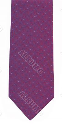 Purple man`s tie on a white background