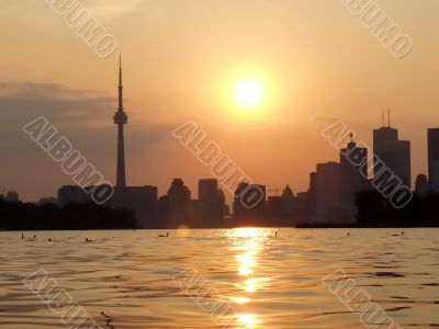 Sunset Lake view of downtown Toronto
