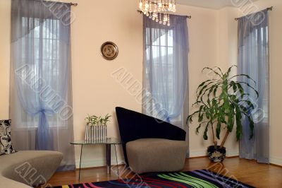 Interior of suburban house with draperies 5