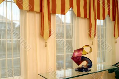 Interior of suburban house with draperies 1