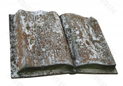 Ancient marble opened book tombstone