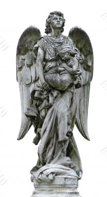 Mature marble angel figurine sculpture