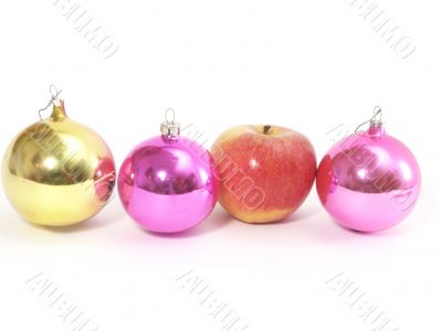 Christmas-tree decorations and apple