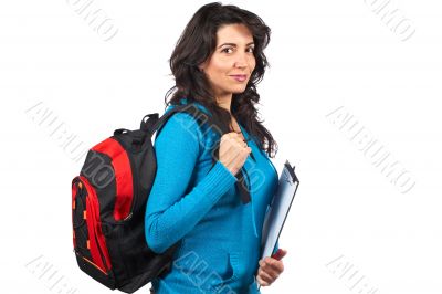 Student woman with backpack