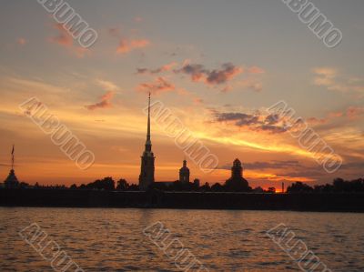 The cathedral and chapel in fortress Petropavlovskaya, Saint-Petersburg, Russia