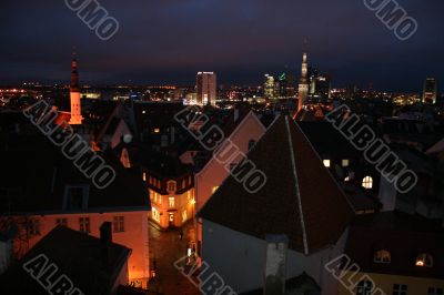 night view on old city of Tallinn. Estonia