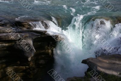 Detail, waterfalls,	Athabasca Falls