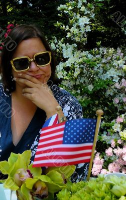 Woman with American Flag