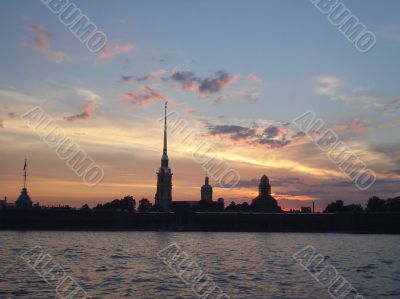 The cathedral and chapel in fortress Petropavlovskaya, Saint-Petersburg, Russia