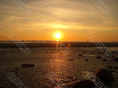 dawn on the sea in winter