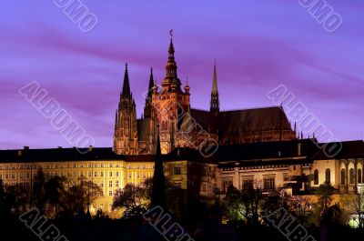 Prague castle at evening