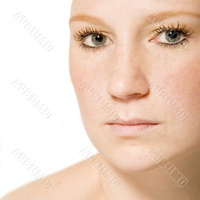 Studio portrait of a thoughtful young woman with short hair