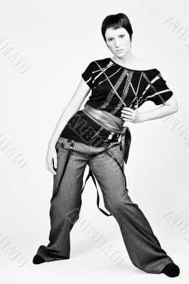 Studio portrait of a fashinable young woman with short hair