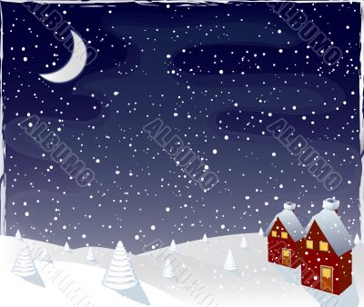 Magic winter night , vector