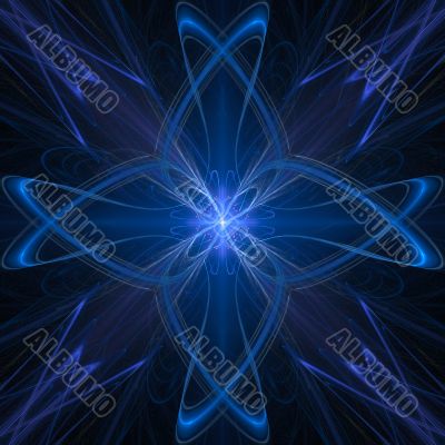 Abstract fractal star blue background
