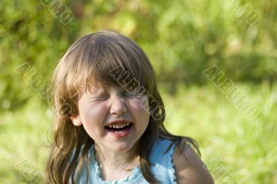 Child`s extatic laugh