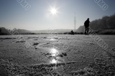 People skating on natural ice