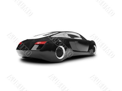 isolated black super car back view 02