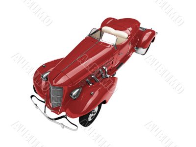 isolated vintage red car front view