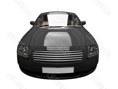 isolated black sport car front view 03
