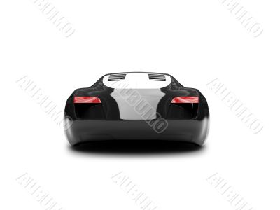 isolated black super car back view 01