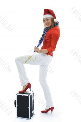 Beautiful woman with christmas decoration