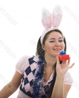 Beautiful woman with christmas decoration