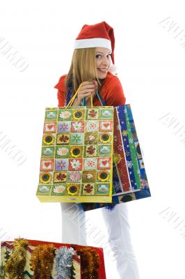 Beautiful woman with christmas decoration