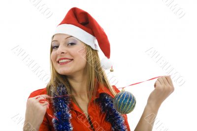 Beautiful woman with christmas decoration