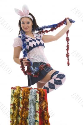 Beautiful woman with christmas decoration