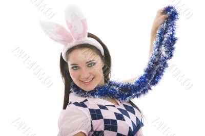 Beautiful woman with christmas decoration