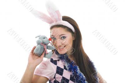 Beautiful woman with christmas decoration