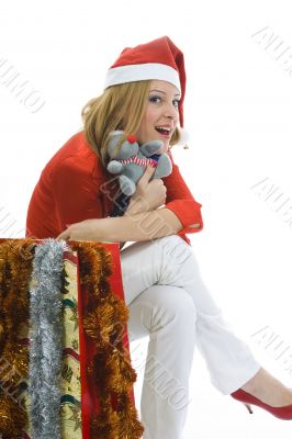 Beautiful woman with christmas decoration