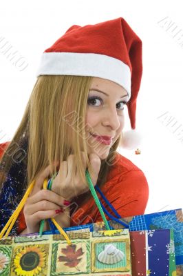 Beautiful woman with christmas decoration