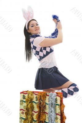 Beautiful woman with christmas decoration