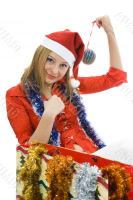 Beautiful woman with christmas decoration