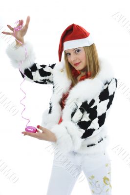 Beautiful woman with christmas decoration