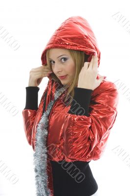 Beautiful woman with christmas decoration