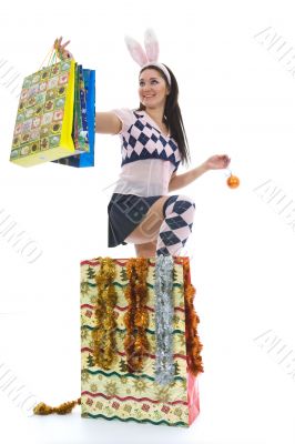 Beautiful woman with christmas decoration