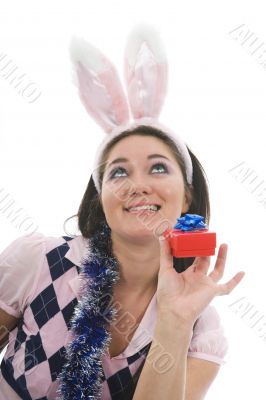 Beautiful woman with christmas decoration