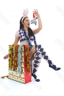 Beautiful woman with christmas decoration