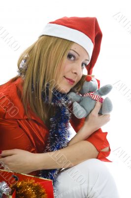 Beautiful woman with christmas decoration
